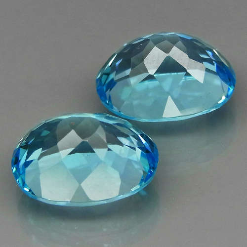 Swiss Blue Topaz Brazil 11.81Ct Oval 12x10 mm.PAIR! Ravishing Color&Full Fire