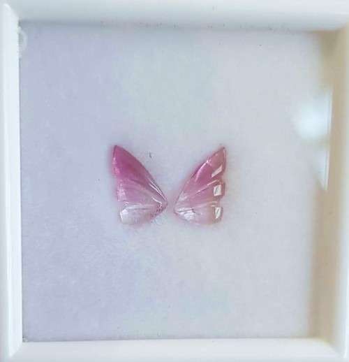 Tourmaline Carved Butterfly Wings  1.60 Carat Attractive Color! Natural Gemstone