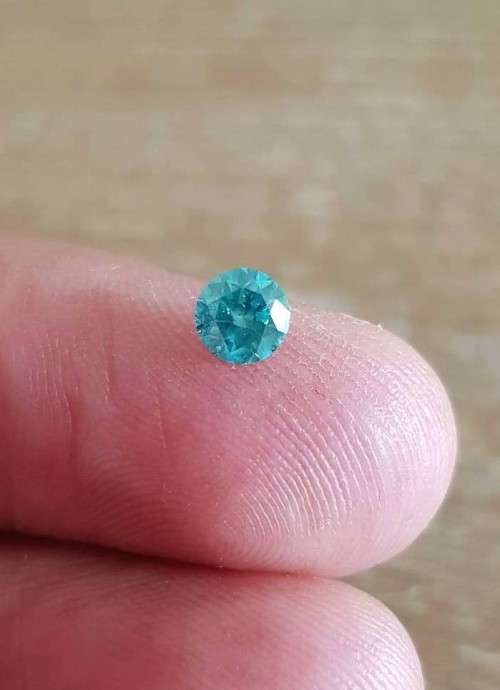 "CERTIFIED" Diamond  0.51Cts  Round Vivid Greenish Blue Loose Natural Diamond