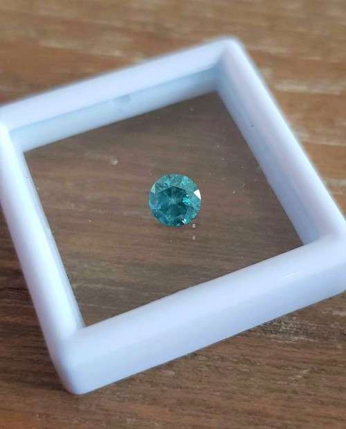 "CERTIFIED" Diamond  0.51Cts  Round Vivid Greenish Blue Loose Natural Diamond