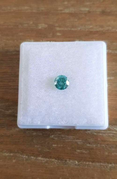 "CERTIFIED" Diamond  0.51Cts  Round Vivid Greenish Blue Loose Natural Diamond
