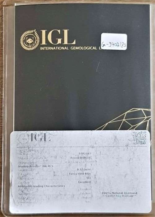 "CERTIFIED" Diamond 0.32Cts  Round Vivid  Blue Loose Natural Diamond