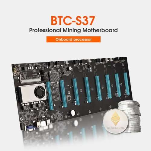 BTC-S37 Mining Machine Motherboard 8 X Graph Card SODIMM DDR3 SATA3.0 Support VGA + HDMI-Comp