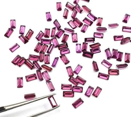Rhodolite Garnet 1Pcs/0.20Ct Baguette 2x4 mm. Cherry Pink Ravishing Color