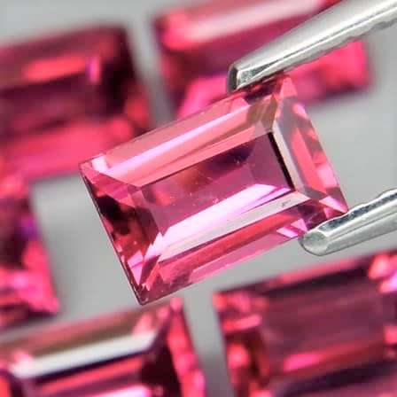 Rhodolite Garnet 1Pcs/0.20Ct Baguette 2x4 mm. Cherry Pink Ravishing Color