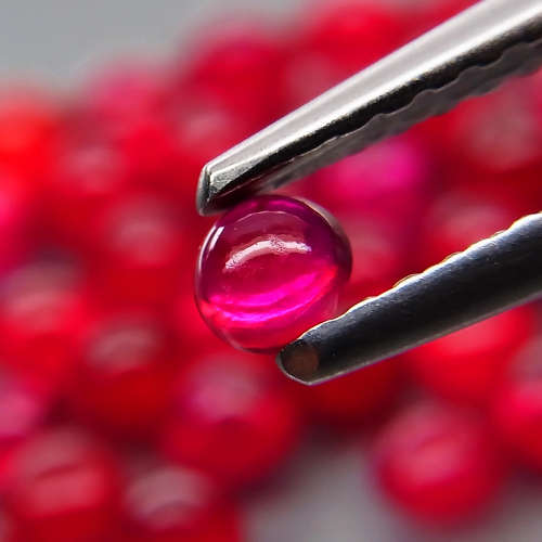**Top** Red Ruby Round Cabochon 2.7 mm.1Pcs/0.12Ct HEATED ONLY! Thailand