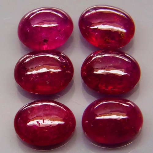 Top Red Pink Ruby Oval Cabochon 6x5 mm  Mozambique 6Pcs/4.69Ct Normal Heated