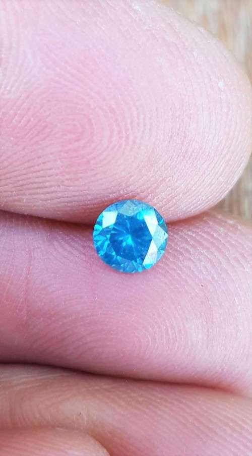 "CERTIFIED" Diamond 0.58Cts  Round Vivid  Blue Loose Natural Diamond