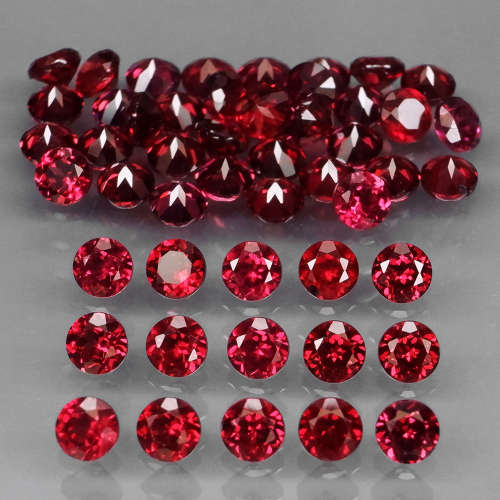 Cherry RED Rhodolite Garnet 2.7 mm.0.0.14Ct.Round Diamond Cut Natural **PAIR**