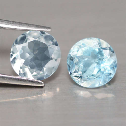 1.47Ct.   Sky Blue Aquamarine Round**PAIR**Shinning Untreated Natural
