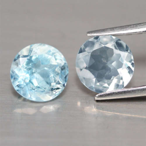 1.47Ct.   Sky Blue Aquamarine Round**PAIR**Shinning Untreated Natural