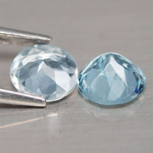 1.47Ct.   Sky Blue Aquamarine Round**PAIR**Shinning Untreated Natural