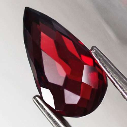 1.67Ct. Rhodolite Garnet Red Pear Checker Board Cut Sparkling Natural Africa