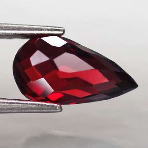1.67Ct. Rhodolite Garnet Red Pear Checker Board Cut Sparkling Natural Africa