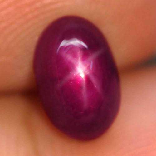 2.96Ct. Star Ruby Natural Oval Cabochon Purplish Red 6 Rays Amazing Madagascar