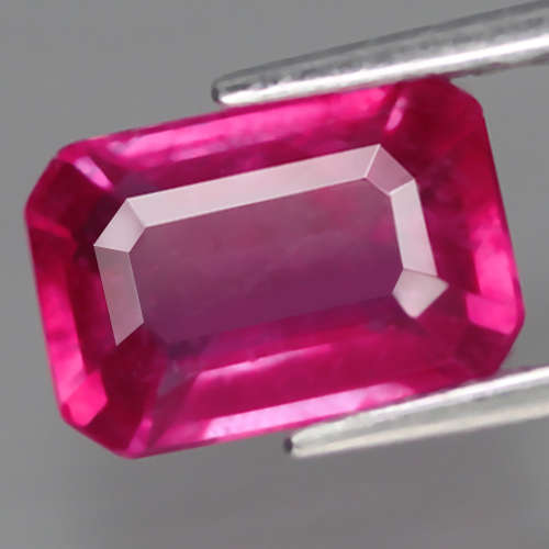 3.83Ct. Ruby Top Red Emerald Cut SPARKLING Heated Natural
