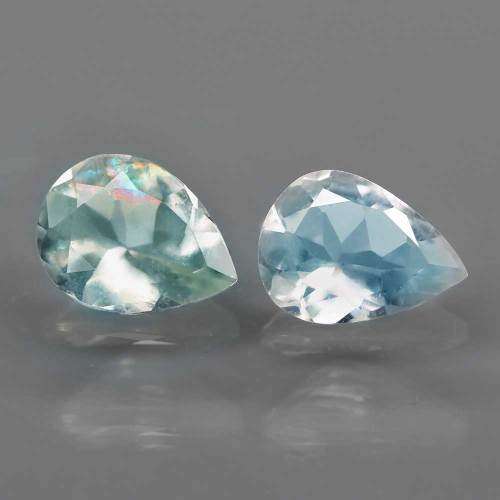 1.70Ct.  Aquamarine Pear Sky Blue**PAIR**Shinning Untreated Natural