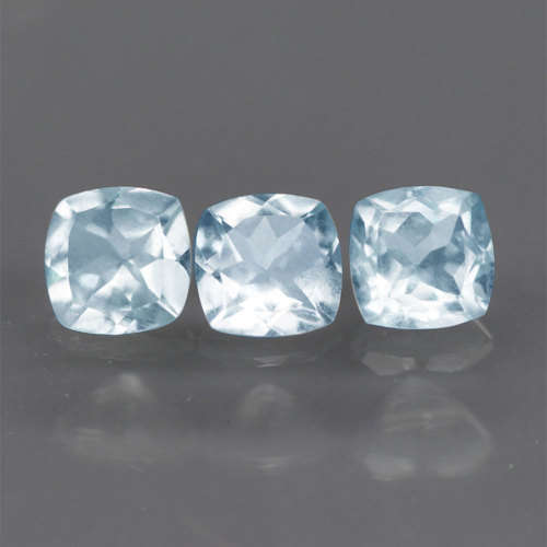 1.43Ct.  Aquamarine Classic Cushion Sky Blue Untreated Natural Brazil**Three Pieces**