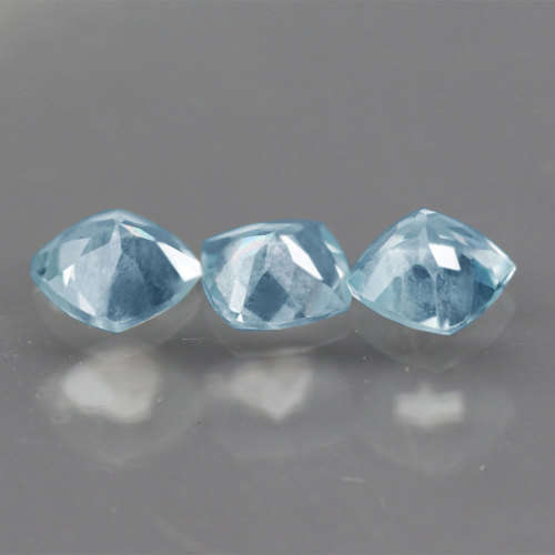 1.43Ct.  Aquamarine Classic Cushion Sky Blue Untreated Natural Brazil**Three Pieces**