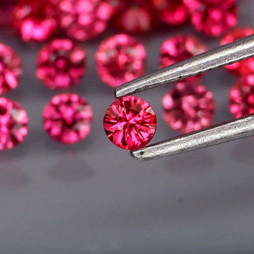 **Hot**Pink Sapphire 0.071Ct Round Diamond Cut 1Pcs.2.4mm.Beautiful Color!