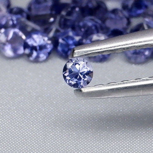 Violet Iolite Round Diamond Cut 2 mm.Ravishing Color! Natural  2Pcs/0.033Ct.