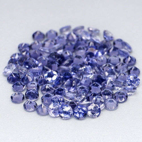 Violet Iolite Round Diamond Cut 2 mm.Ravishing Color! Natural  2Pcs/0.033Ct.