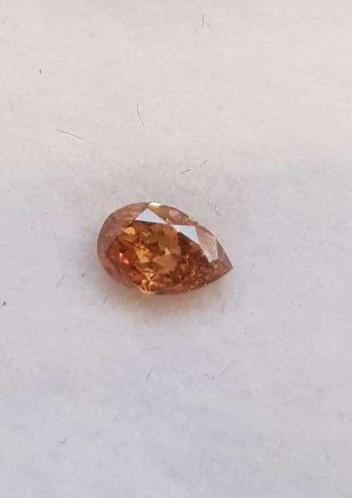0.32 cts. CERTIFIED Pear Cut SI1 Vivid Brown Orange Loose Natural Diamond