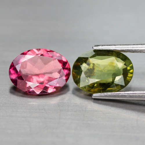 2.47Ct.  Tourmaline Oval Green & Pink Natural