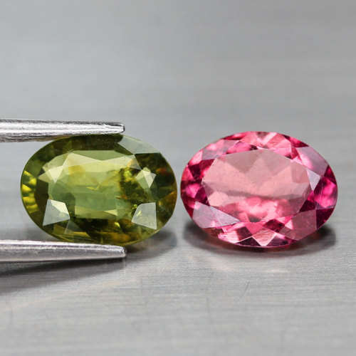 2.47Ct.  Tourmaline Oval Green & Pink Natural