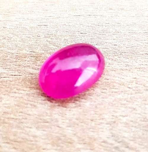3.75Ct. Ruby Natural Oval Cabochon Pinkish Red Color Good Sparkling!