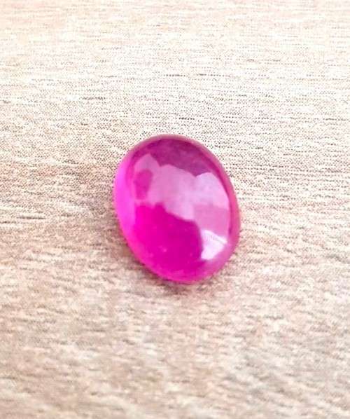 3.75Ct. Ruby Natural Oval Cabochon Pinkish Red Color Good Sparkling!