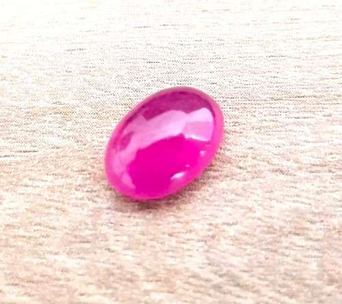 3.75Ct. Ruby Natural Oval Cabochon Pinkish Red Color Good Sparkling!