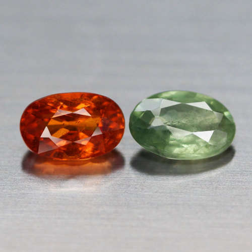 1.28Ct.  Sapphire Oval Shape Green  & Orange Songea, Tanzania Unheated Natural