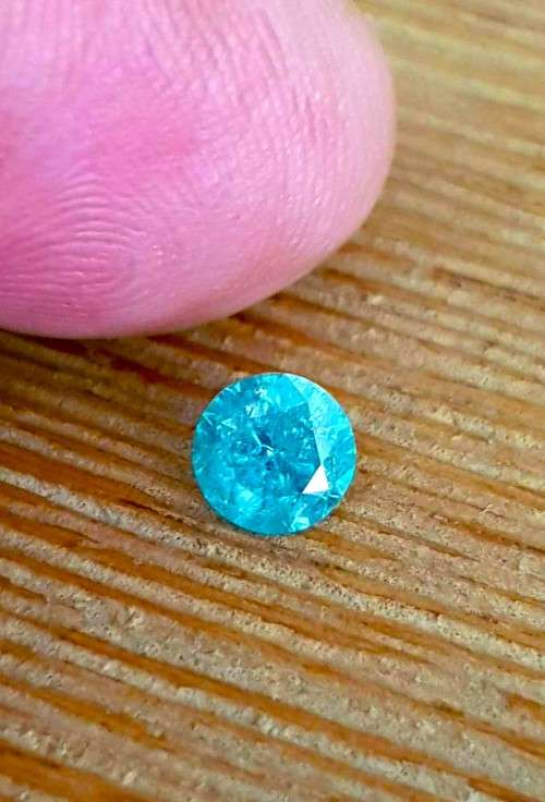 *CERTIFIED* Diamond  0.81Cts  Round Vivid Greenish Blue Loose Natural Diamond