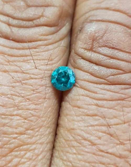 *CERTIFIED* Diamond  0.72Cts  Round Vivid Green/Blue Loose Natural Diamond