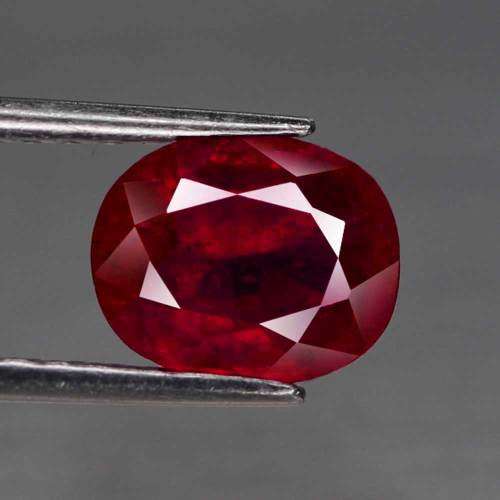 2.27Ct. Ruby  Oval Facet Red Sparkling & Good Color!