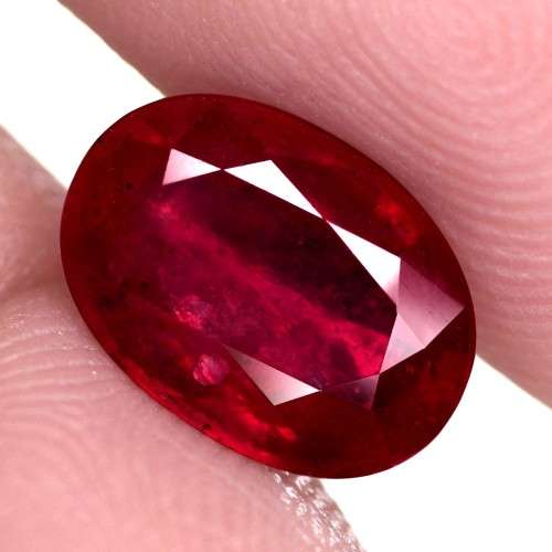 4.42Ct. Ruby  Oval Facet Red Sparkling & Good Color!