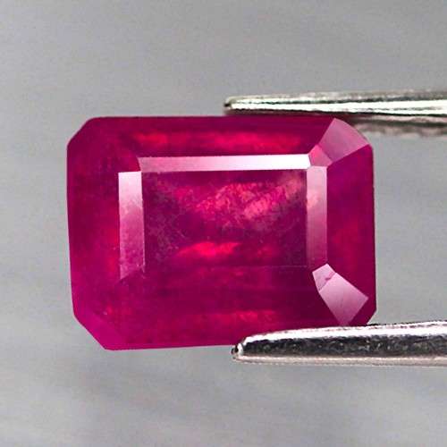2.91Ct. Ruby Pinkish Red Emerald Cut Mozambique Gem Good Sparking! Natural