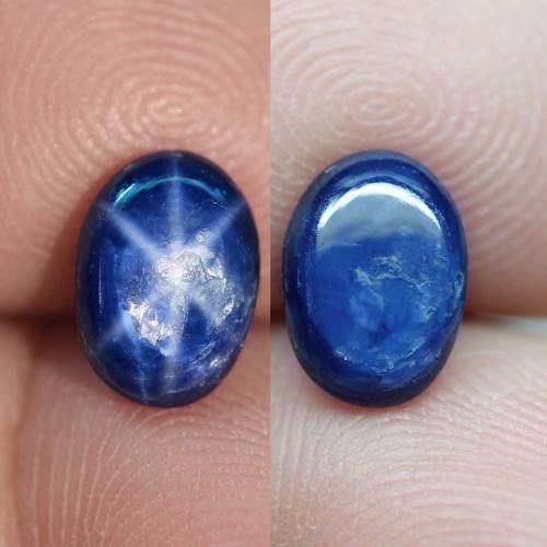 2.30Ct. Star Sapphire 6 Rays  Oval Cabochon Deep Blue Natural