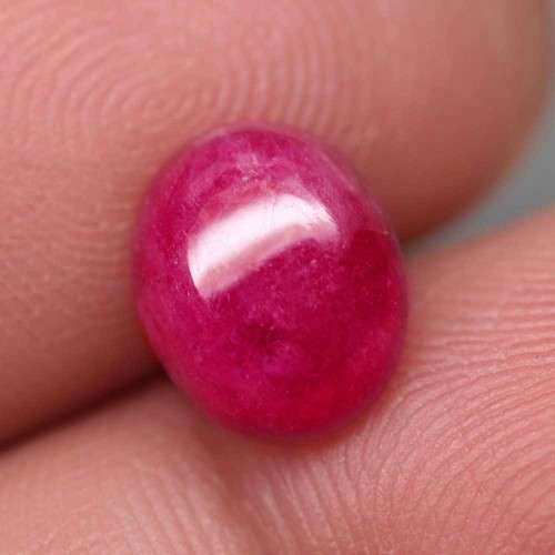 3.90Ct. Ruby Oval Pinkish Red Cabochon Top Blood Red Natural