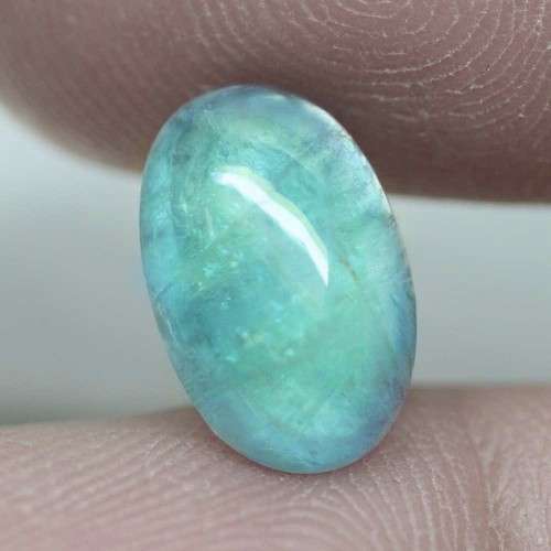 3.53Ct. Natural Bluish Green Aquamarine Oval Cabochon Brazil Gem Good Color!