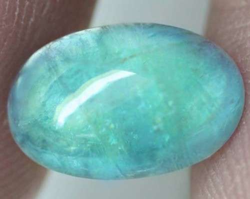 3.53Ct. Natural Bluish Green Aquamarine Oval Cabochon Brazil Gem Good Color!