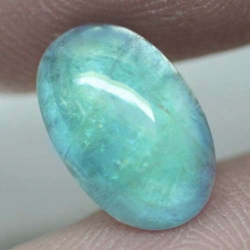 3.53Ct. Natural Bluish Green Aquamarine Oval Cabochon Brazil Gem Good Color!