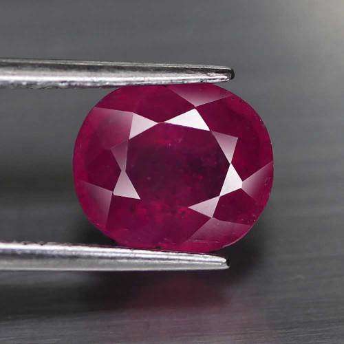 2.19Ct. Ruby   Oval Facet Pinkish Red Sparkling & Good Color! Madagascar