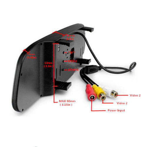Car Rear View Parking Mirror 4.3` LCD Video Digital Color Monitor Display