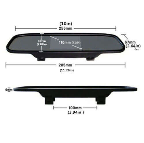 Car Rear View Parking Mirror 4.3` LCD Video Digital Color Monitor Display