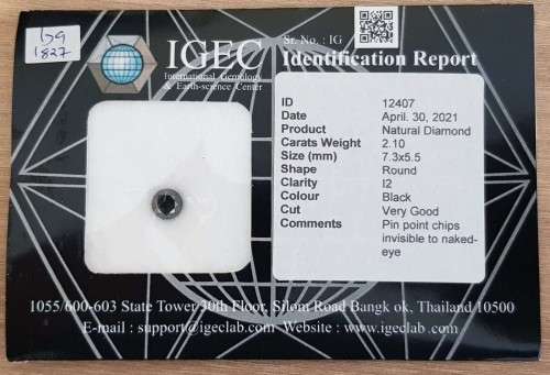 2.10Ct Diamond Jet Black Round **Certified** Loose Natural