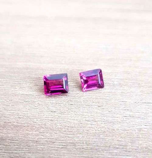Rhodolite Garnet 1.83Ct. Cherry Pinkish Square Cut **Pair**.Ravishing Color!