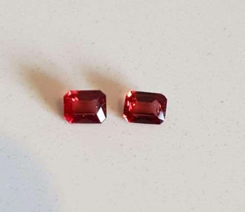 Rhodolite Garnet 1.06Ct. Red **2Pcs Set**Emerald Cut .Ravishing Color!