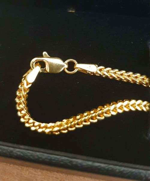 10K Yellow Gold 46cm -2.5mm Square Wheat Box Franco Chain Necklace